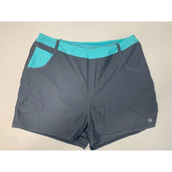 Free Country Womens Size 1X 16 18 W Polyester short Gray Shorts Blue Attached sh - Picture 1 of 2